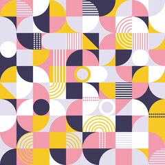 Geometric minimalistic seamless vector pattern. Multicolored abstract flat scandinavian pattern.