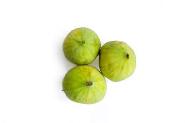 Top view of green figs isolated on white background.