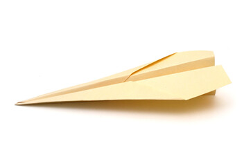 A yellow origami paper plane