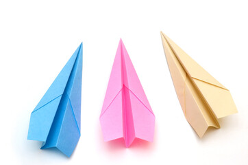 Leadership Concept, colorful paper planes