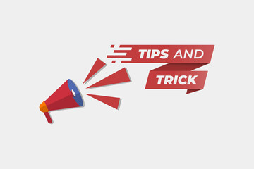 Tips and trick banner with speaker. Vector illustration on white background