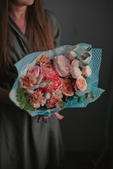 Bouquet of roses with eucalyptus