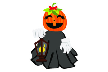 adorable pumpkin head witch for Halloween