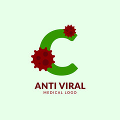 letter C antiviral medical and healthcare vector logo design