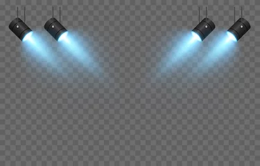 Tafelkleed Vector set of light. Light source, studio lighting, walls, png. Blue light. Spot lighting, spotlight PNG. Rays, light effect. © Vitaliy