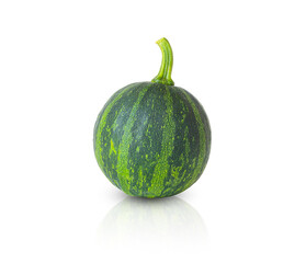striped green small pumpkin isolated on a white background