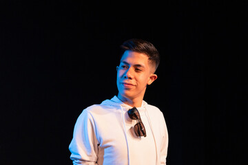 Young man student envisioning for her future.