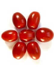 red cherry tomatoes isolated on white background