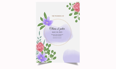 Elegant wedding cards with beautiful hand-painted watercolor. 