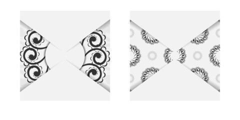 White greetings flyer with black greek pattern
