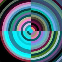 Blue pink red green circular abstract background with circles