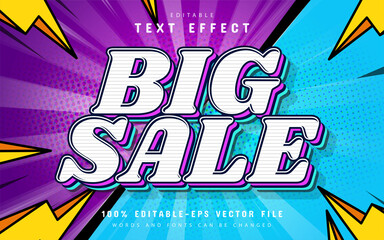 Big sale text effect cartoon style