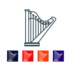 Harp Thin Line Icon stock illustration.