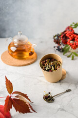 Fototapeta na wymiar tea leaves on a light background