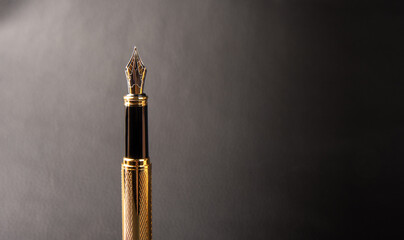 Fountain pen, beautiful details of a beautiful fountain pen, dark gradient background, selective...