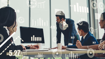 Creative visual of business data analyzing technology . Concept of digital data for marketing...