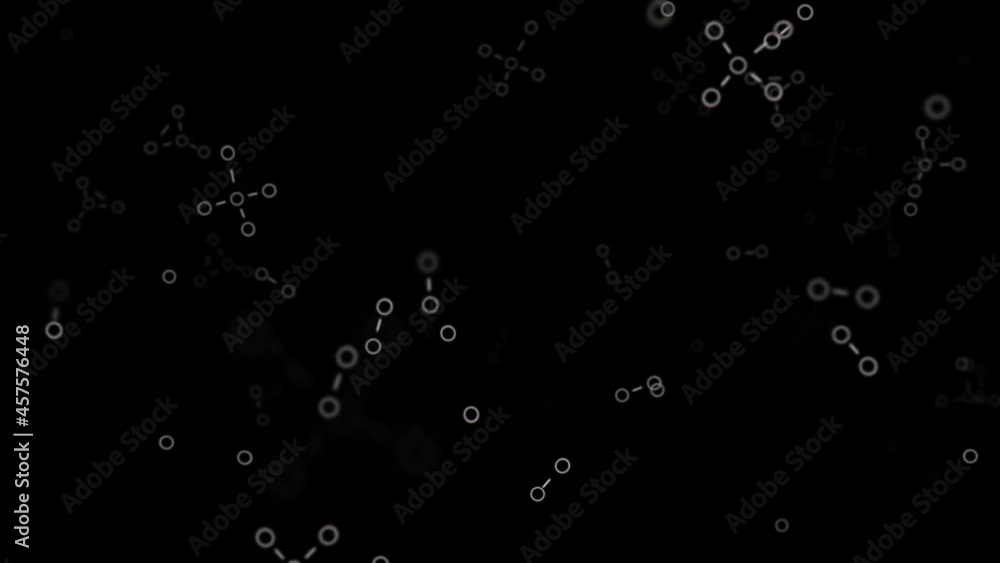 Poster cells under microscope on black background. animation. simple animation of cells in chains on black 