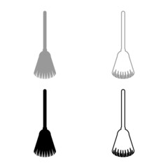 Broom Besom made from twigs Tool for cleaning Sweep concept Panicle Halloween accessory set icon grey black color vector illustration flat style image