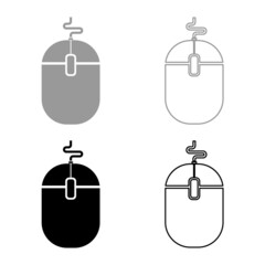 Computer mouse set icon grey black color vector illustration flat style image