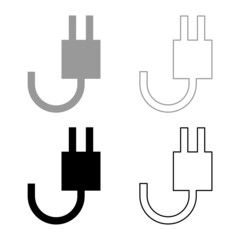 Electricfork with wire set icon grey black color vector illustration flat style image