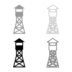 Naklejka premium Watching tower Overview forest ranger fire site set icon grey black color vector illustration flat style image