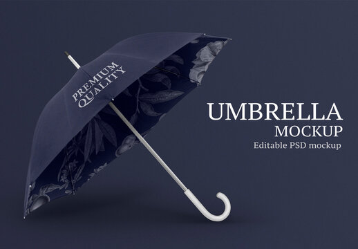 Editable Umbrella Mockup in Blue