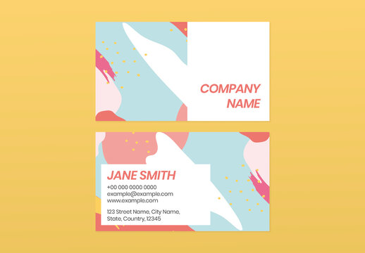 Colorful Memphis Pattern Business Card Layout