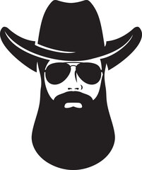 Cowboy head with hat and aviator sunglasses vector illustration