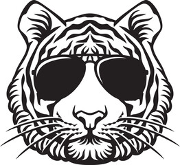 Fototapeta premium Tiger head with aviator sunglasses
