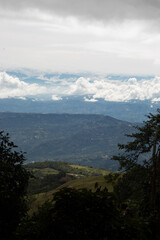 beautiful Cloudy lanscape with blue andean mountains