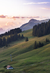 Alpenvorland, Morgenstimmung mit schönem Blick am Sudelfeld.