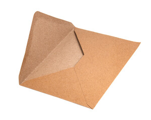 Craft brown paper envelope for mail isolated on the white background
