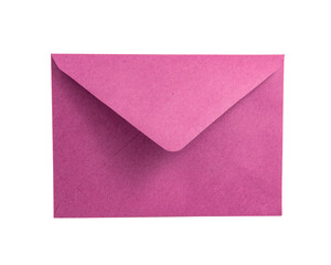 Craft pink paper envelope for mail isolated on the white background