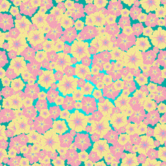 Delicate flowers seamless pattern. Yellow and pink pastels. Gradient background