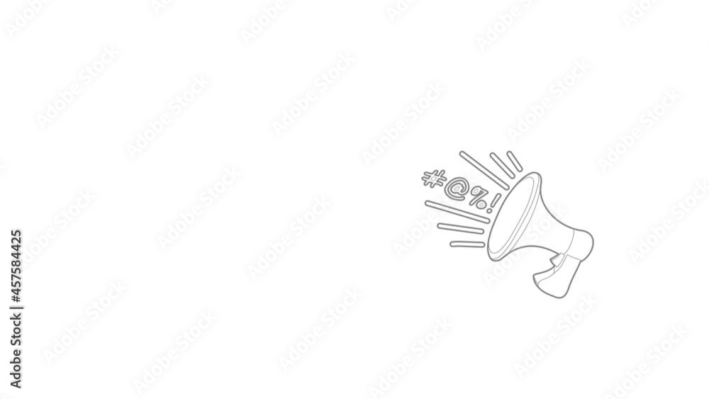 Poster loudspeaker icon animation best outline object on white background