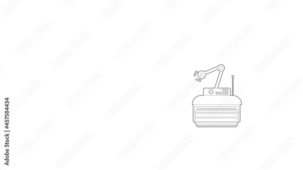 Poster robot crane icon animation best outline object on white background