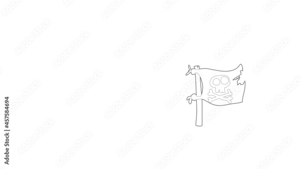 Poster jolly roger icon animation best outline object on white background