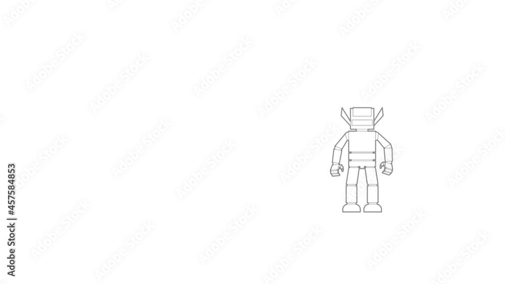 Poster humanoid robot icon animation best outline object on white background