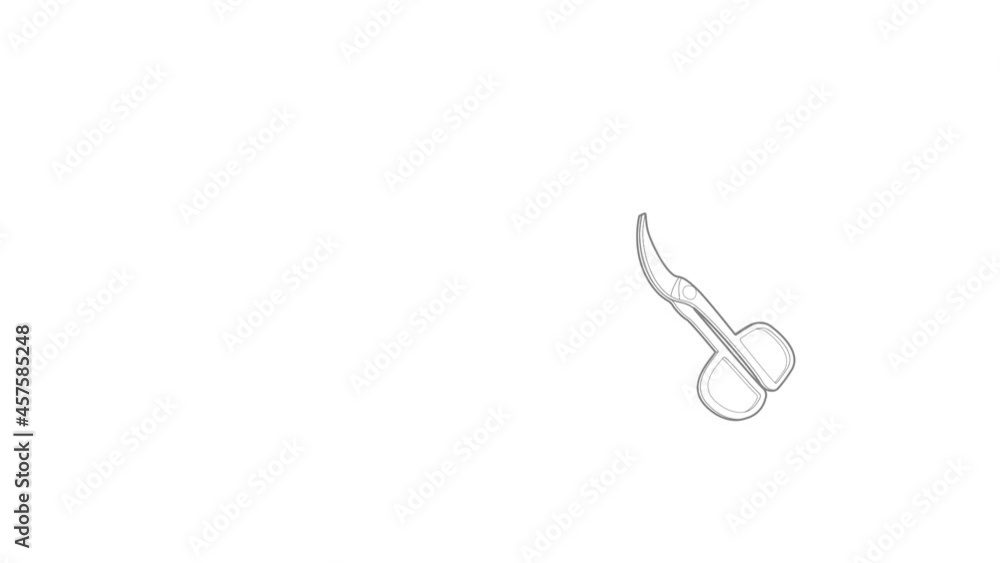 Poster scissors icon animation best outline object on white background