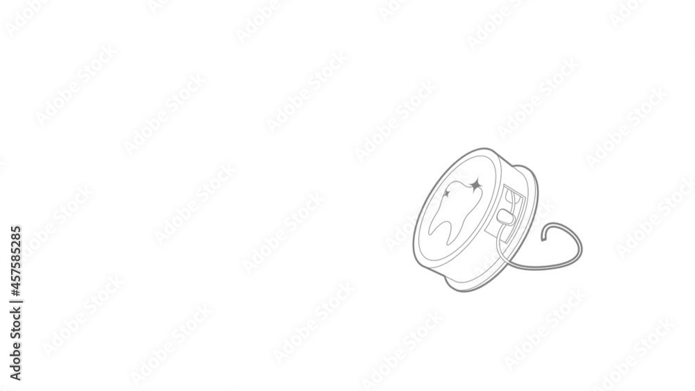 Poster dental floss icon animation best outline object on white background