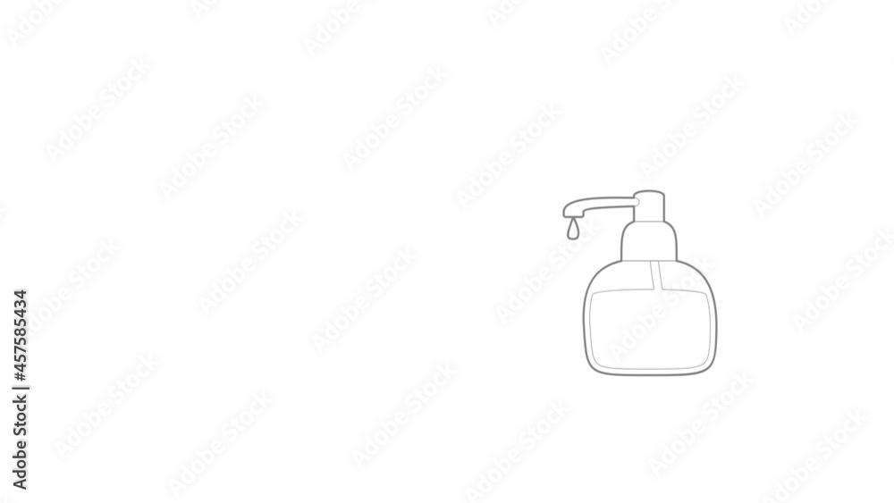 Poster liquid soap icon animation best outline object on white background