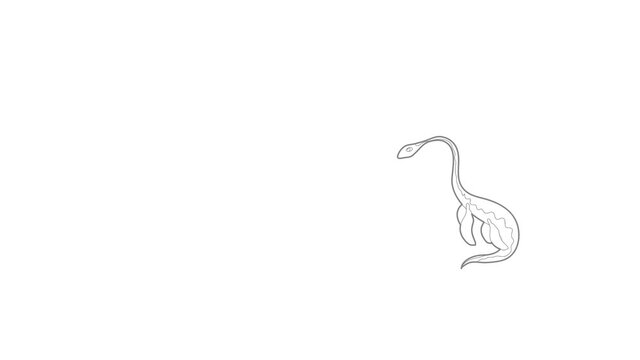 Aquatic dinosaur icon animation best outline object on white background