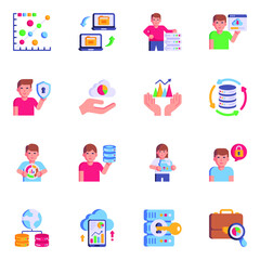Fototapeta premium Trendy Flat Icons of Data and Storage