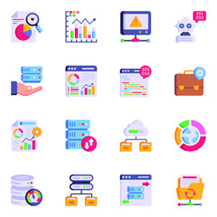 Set of BI Services Flat Icons 


