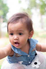 Girl with bright smile beautiful teeth happy eyes.