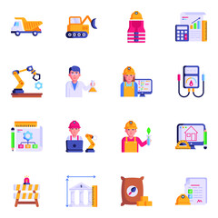 Pack of Construction Engineering Flat Icons

