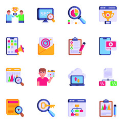 Collection of SEO Marketing Flat Icons 

