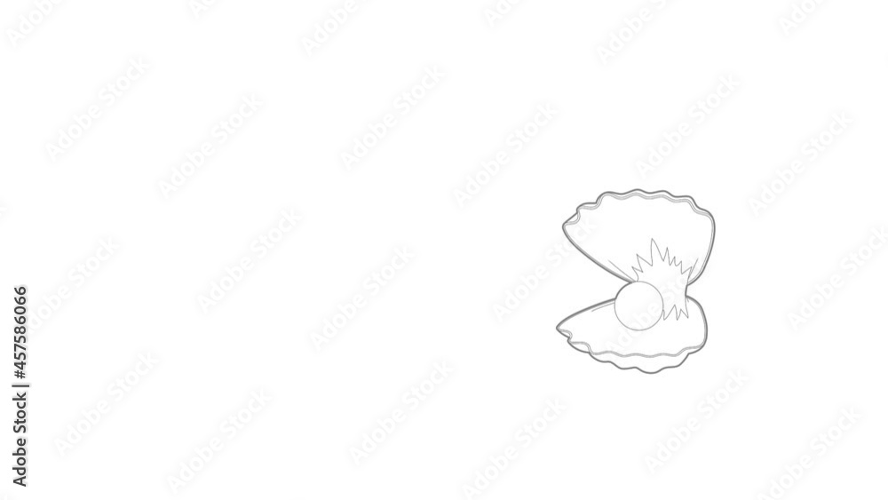 Poster pearl shell icon animation best outline object on white background