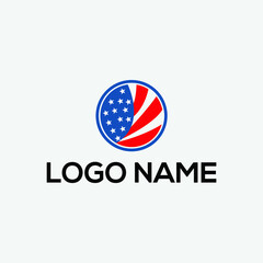 American flag shape circle logo design vector
