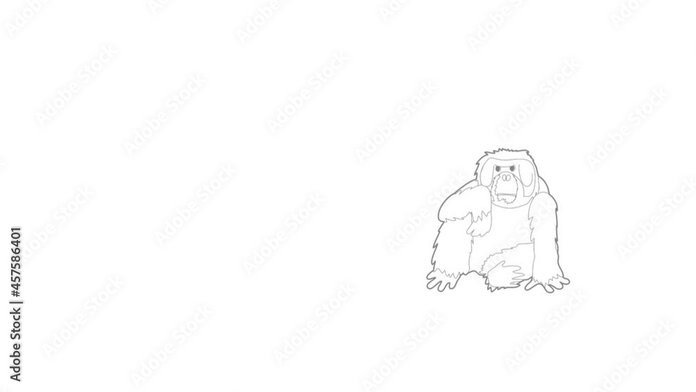 Poster orangutan icon animation best outline object on white background